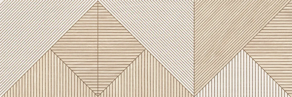 Настенная плитка Alma Ceramica TWU3090PAT47R Patio 30x90 бежевая / белая матовая / рельефная под дерево / геометрия