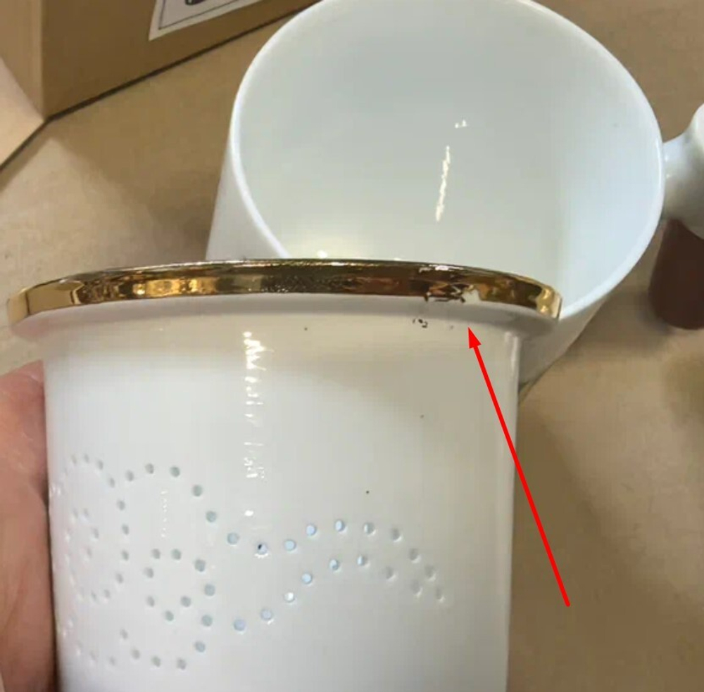 266123Y3 УЦЕНКА Кружка "Ласточки" с заварочной колбой, 300мл, h=110мм, белый фарфор