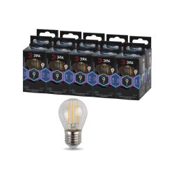 Лампа светодиодная ЭРА F-LED P45-9W-840-E27 9Вт филамент шар нейтральный белый свет Е27