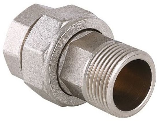 Сгон-отсекатель разъемный Valtec 1" ВР/НР с внутренней/наружной резьбой латунь никел. VT.538.N.06