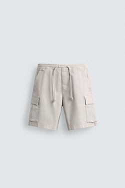 ZARA ШОРТЫ КАРГО RELAXED FIT С ЭФФЕКТОМ ПОТЕРТОСТИ, ЦВЕТ ЛЬДА