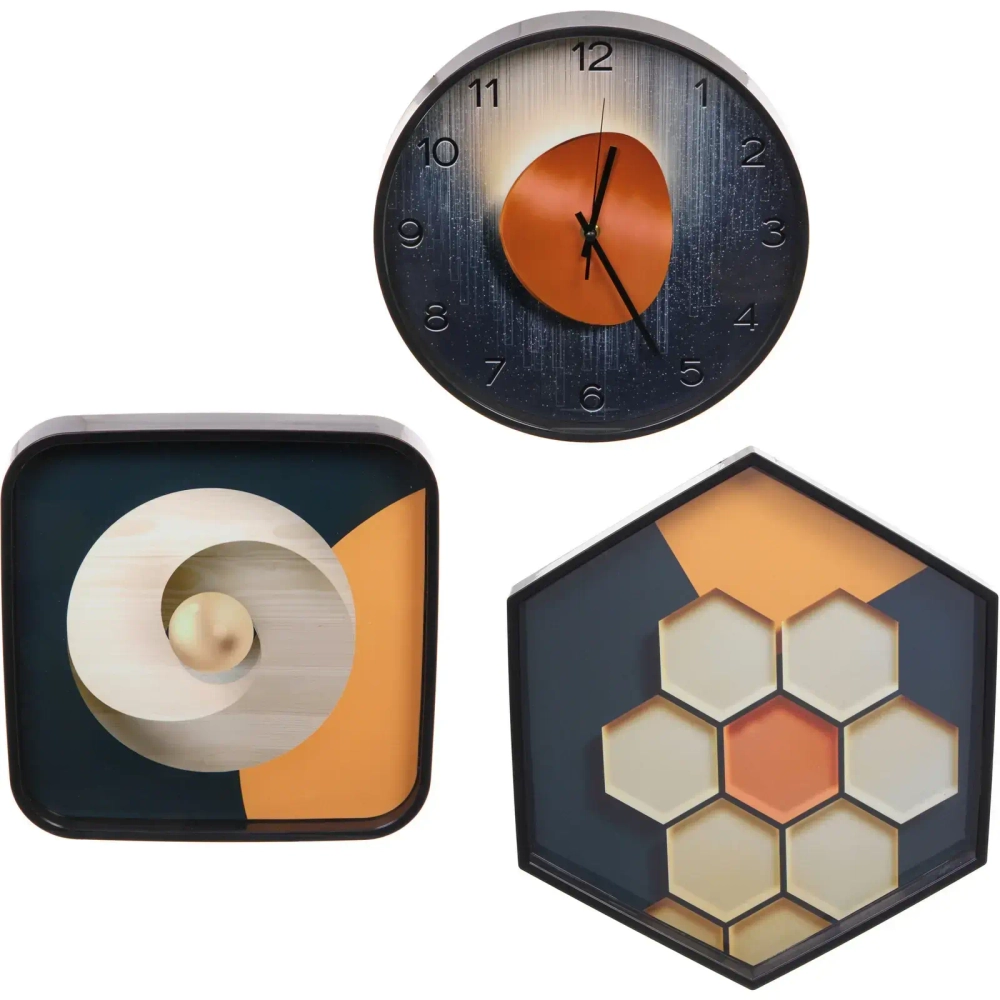Часы настенные + пано 2шт «HOME STYLE» Абстракция, черный корпус