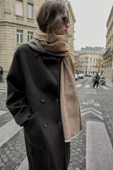 ZARA ЖАККАРДОВЫЙ ШАРФ, РЫЖЕВАТО-КОРИЧНЕВЫЙ