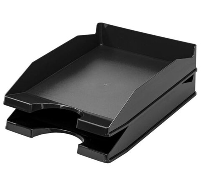 Лоток горизонтальный для бумаг КОМПЛЕКТ 2 шт., BRAUBERG "Modern", 346х254х61 мм, черный, 238024