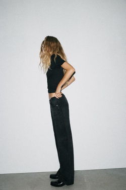 ZARA ПРЯМЫЕ ДЖИНСЫ TRF С НИЗКОЙ ПОСАДКОЙ, ЧЕРНЫЙ