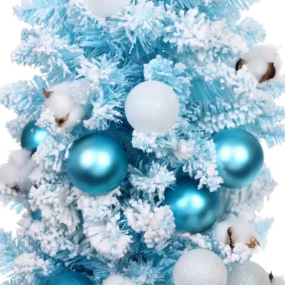 Елка декоративная «Нежность» 90 см, ПВХ с белым напылением (136 веток), Голубой