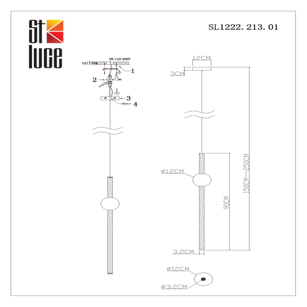 SL1222.213.01 Светильник подвесной ST-Luce Золотистый/Золотистый, Белый LED 1*18W 4000K