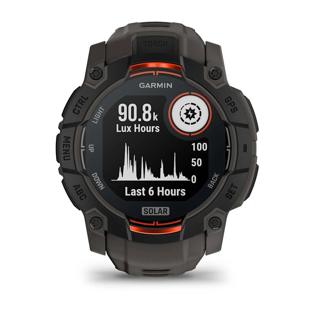 Умные часы Garmin Instinct 3 50mm, Solar, Black with Charcoal Silicone Band (010-02935-00)