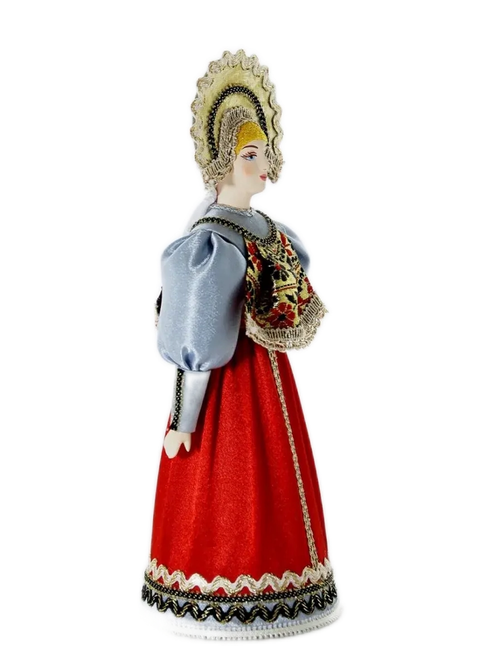 Кукла коллекционная фарфоровая в сарафане, душегрее и кокошнике,19 в. Центральная Россия