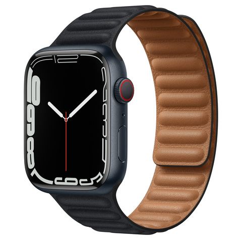Умные часы Apple Watch Series 7 45mm GPS + Cellular Midnight Aluminum Case with Leather Link, темная ночь (MKM43)