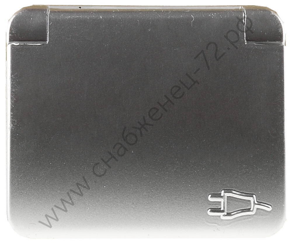 СВЕТОЗАР Гамма, с заземлением одинарная с крышкой без вставки и рамки цвет светло-серый металлик 16А/~250В, Электрическая розетка (SV-54110-SM)