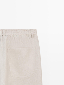 Massimo Dutti Льняные брюки-джоггеры, песочный
