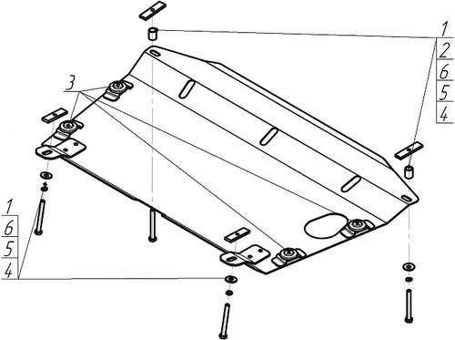 Защита картера Двигателя, КПП. 2 мм, Сталь. для Toyota Camry 2001-2006 MOTODOR.02508