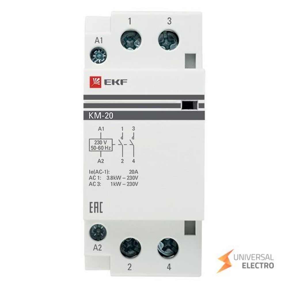 Контактор модульный КМ 20А 2NО (2 мод,) EKF PROxima