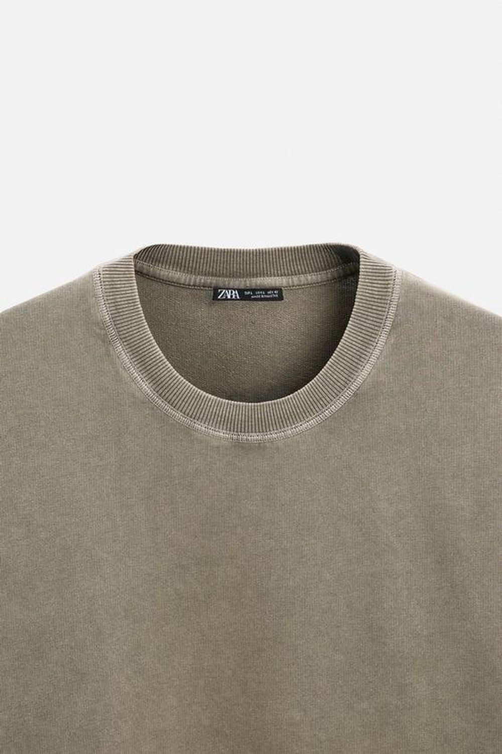 ZARA ТОЛСТОВКА RELAXED FIT С ЭФФЕКТОМ ПОТЕРТОСТИ, ТЕМНЫЙ ХАКИ