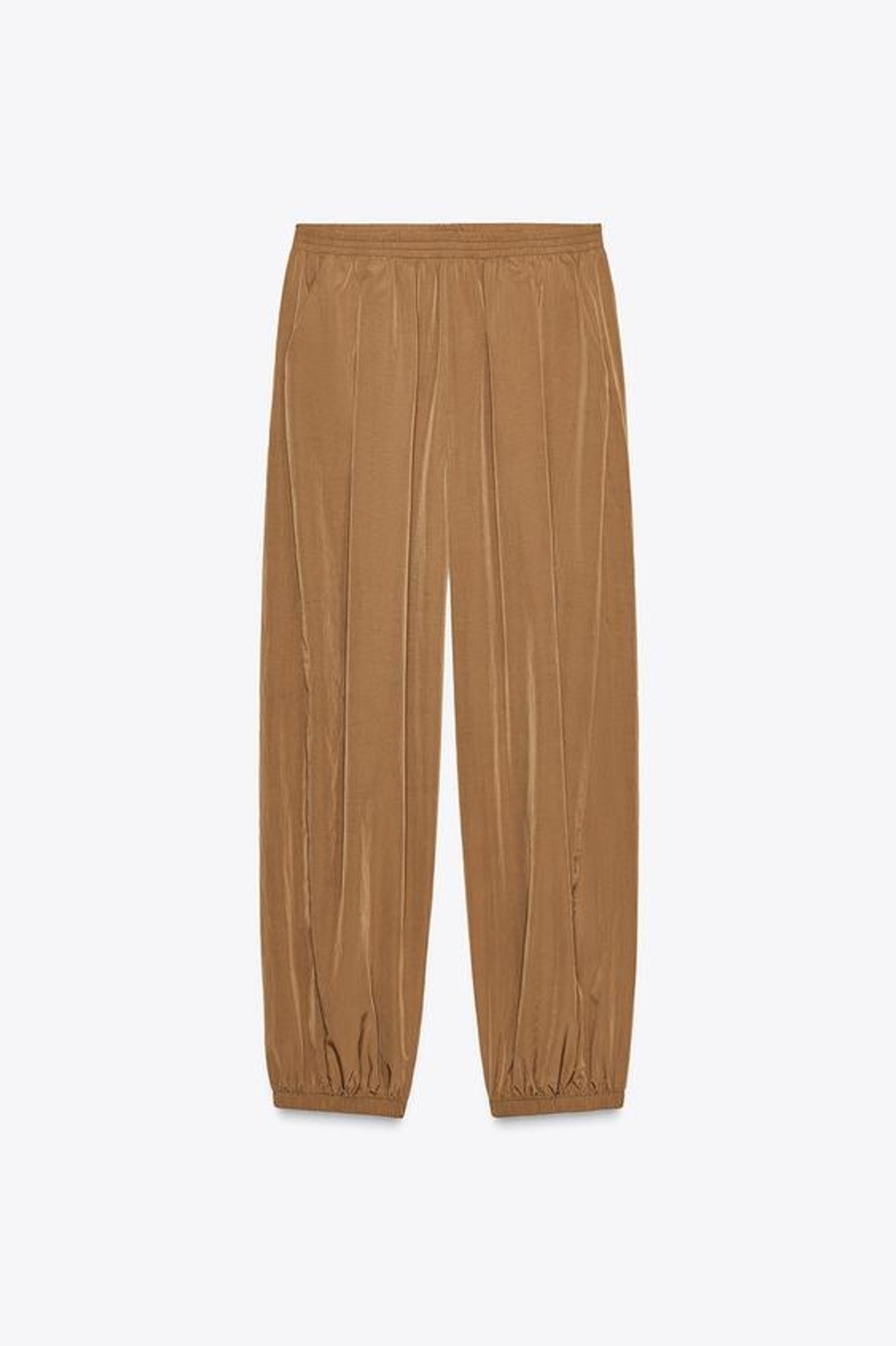 ZARA БРЮКИ-ШАРОВАРЫ ИЗ НЕЙЛОНА С ЭЛАСТИЧНЫМИ МАНЖЕТАМИ, ГОРЧИЧНЫЙ