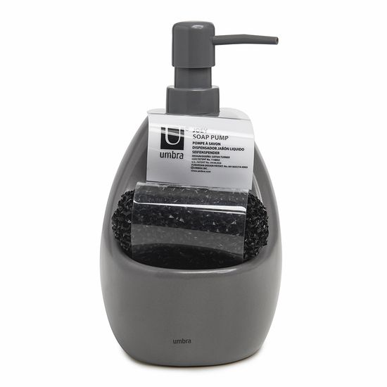 Диспенсер для мыла с подставкой для губки joey, 590 мл, уголь
