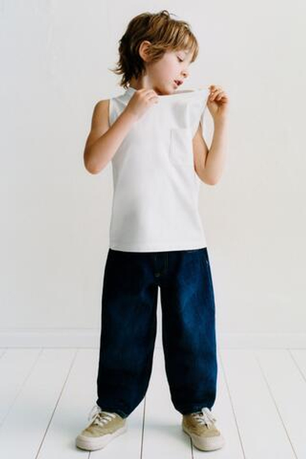 ZARA ОДНОТОННАЯ ФУТБОЛКА С КАРМАНОМ, БЕЛЫЙ