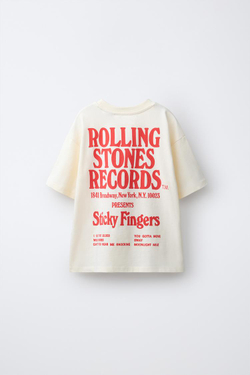 ZARA ФУТБОЛКА С ПРИНТОМ ROLLING STONES ©, ЭКРЮ