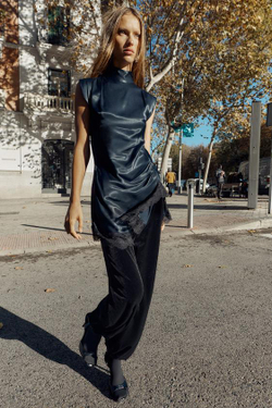 ZARA ВЕЛЬВЕТОВЫЕ ШАРОВАРЫ, ЧЕРНЫЙ