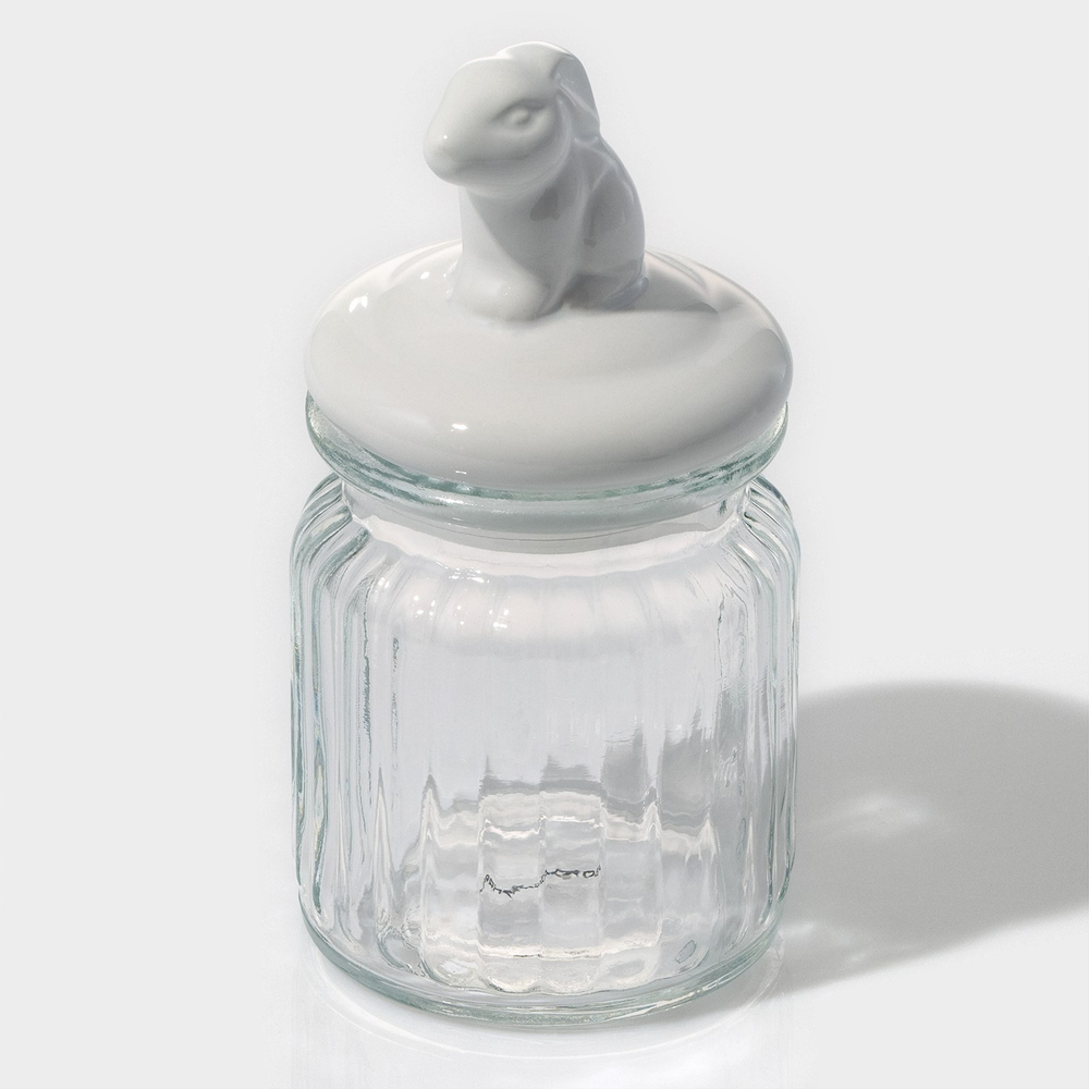 Банка для сыпучих продуктов с керамической крышкой Зайка, 230 мл