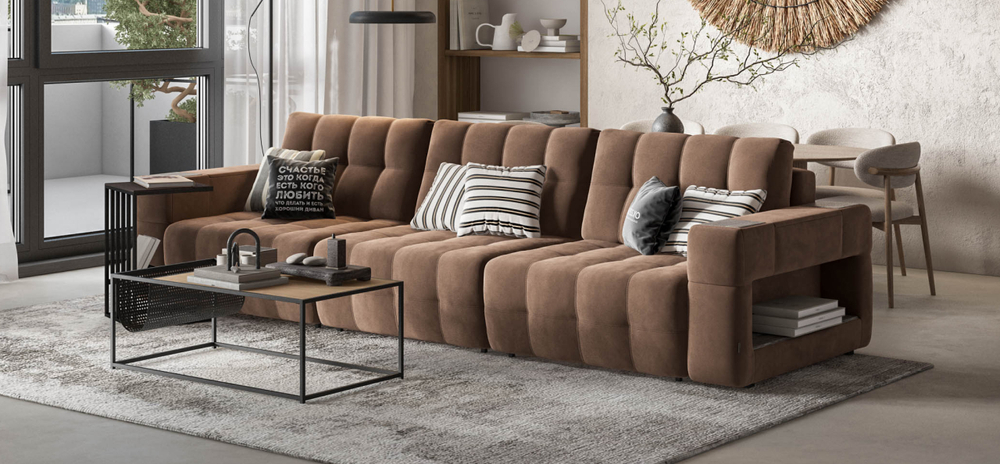 Диван Босс ХО Макс Велюр Монолит мокко