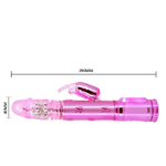 Розовый вибратор-кролик с ротацией и поступательными движениями - 29,5 см.