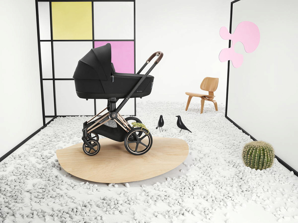 Коляска 3 в 1 Cybex Priam IV Rosegold complete и автокресло Cloud T i-Size Sepia Black Plus Sepia Black