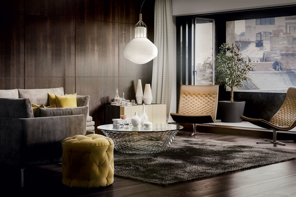 Pendant design lamp  AEROSTAT by Fabbian (Black)