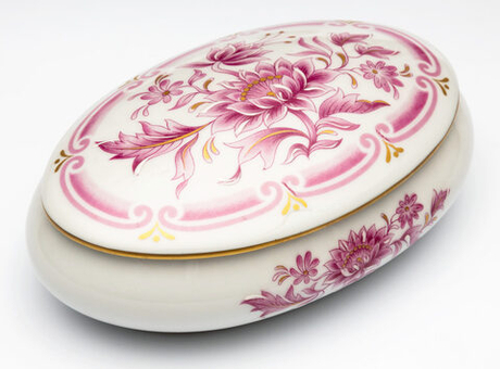 nan OVALE 2 A/021 ANEMONEШкатулка 15х9 Cre Art Белый / Розовый / Золотой