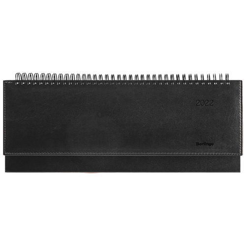 Планинг датированный 2022г.,  64л.,  330*130мм,  кожзам,  Berlingo "Silver Pristine",  черный DP2_82643