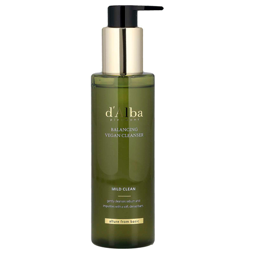 d'Alba, Сбалансированное веганское очищающее средство, мягкое очищение, 200 мл (6,76 жидк. унц.)