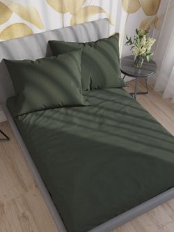 Постельное белье Сказка "Verde" 2-спальный Наволочка 50х70 см 2 шт Простынь 240х215 см Пододеяльник 175х215 см , поплин
