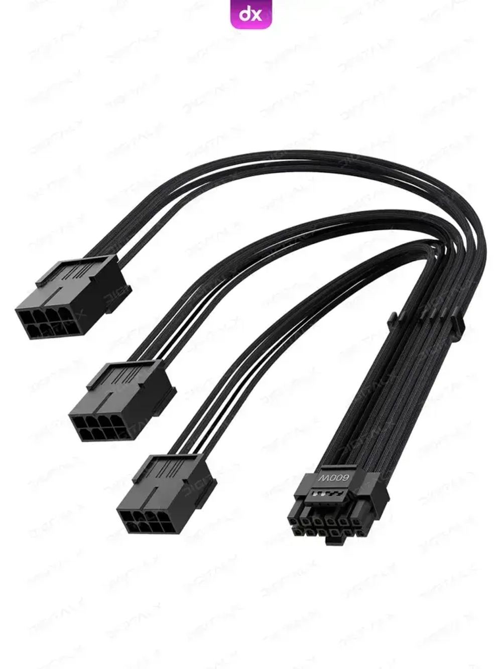 Кастомный удлинитель кабеля видеокарты, GPU, 12VHPWR (1x3), черный