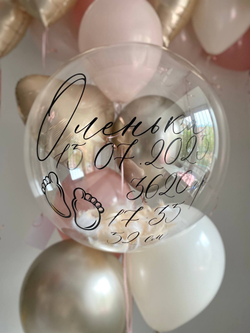 Пудровые воздушные шары на выписку для девочки №3444
