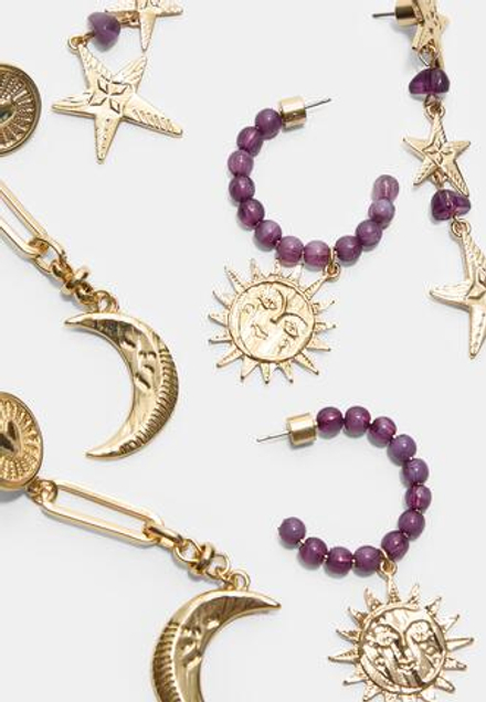 STRADIVARIUS Набор из 3 пар сережек, золотой