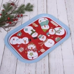Поднос жестяной 40*28см «Веселые снеговики»