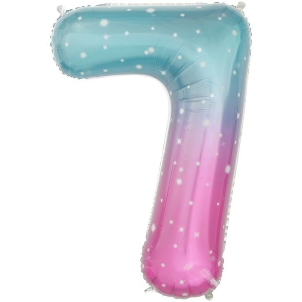 Шар цифра Градиент Голубой "Цифра 7" 86 см . (БГ-50)