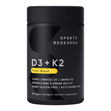 Sports Research Vitamin D3+К2 5000 IU, Витамин Д3+К2 5000 МЕ, 60 капсул