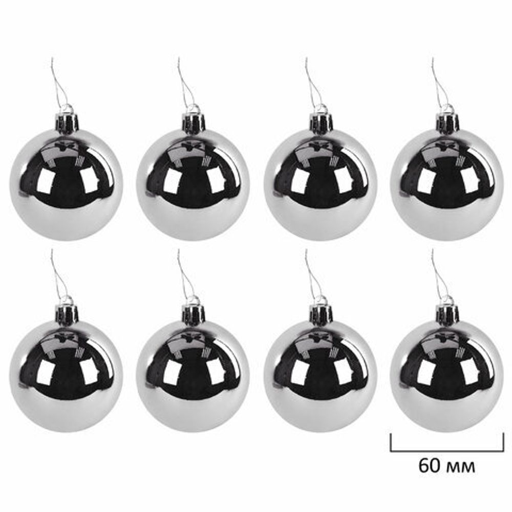 Шары ёлочные 24 шт., 6 см, "Trio", пластик, СЕРЕБРИСТЫЕ (глянец, матовый, глиттер), ЗОЛОТАЯ СКАЗКА, 592161