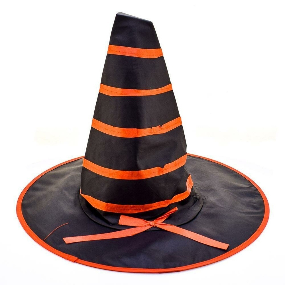 Шляпа Ведьмы с полосками и бантом