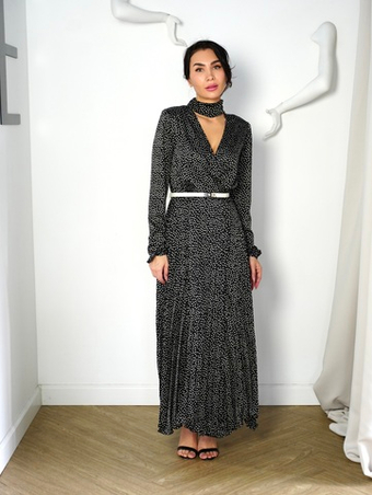 Платье "Роковая" в черном горохе