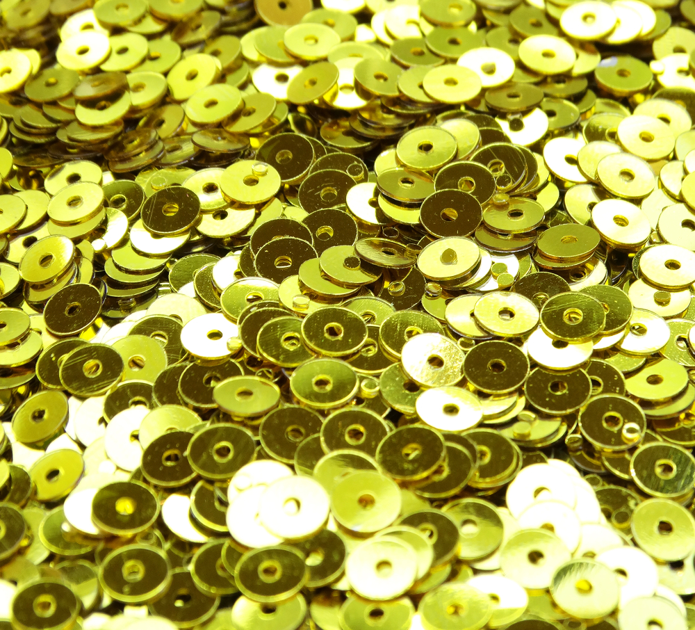 ПЛ003НН4 Пайетки круглые плоские, цвет: золото металлик, 4 мм, 10 грамм