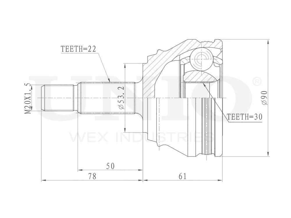 ШРУС внешний UNIO CVJ-20007