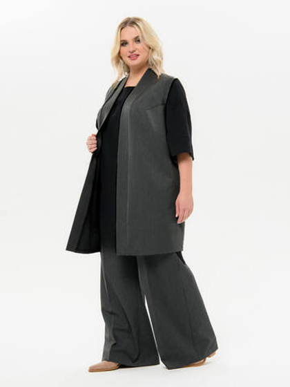 Удлинённый жилет из костюмной ткани, тёмно-серый