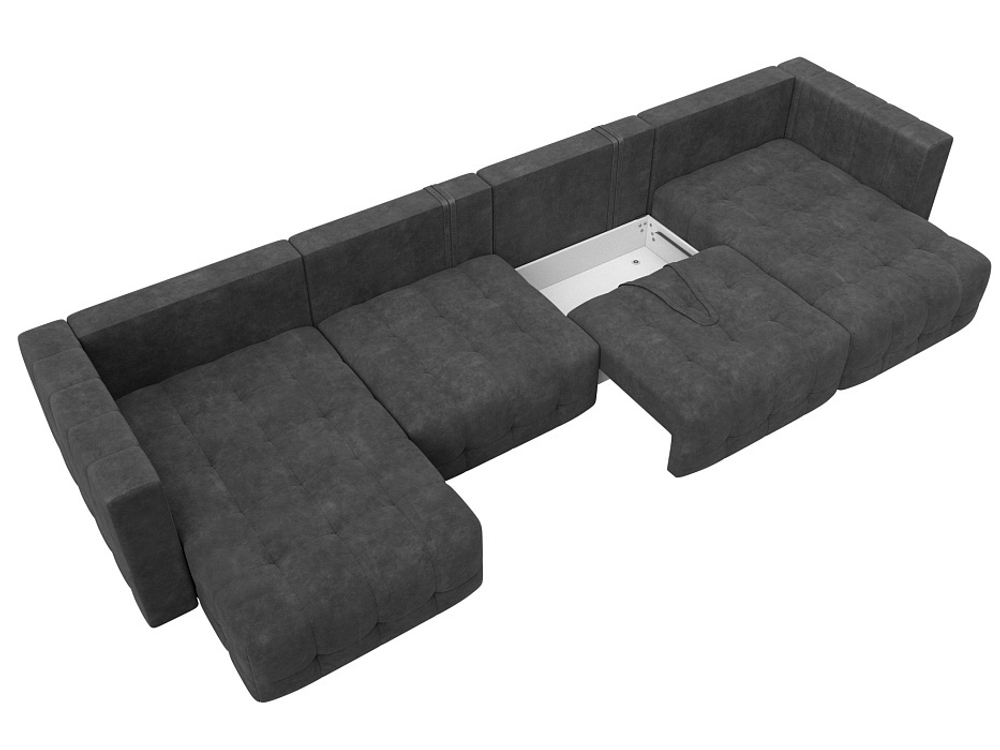 Диван П-образный Лига-052 НПБ Лонг, BRUT 16 ВЕЛЮР темно-серый