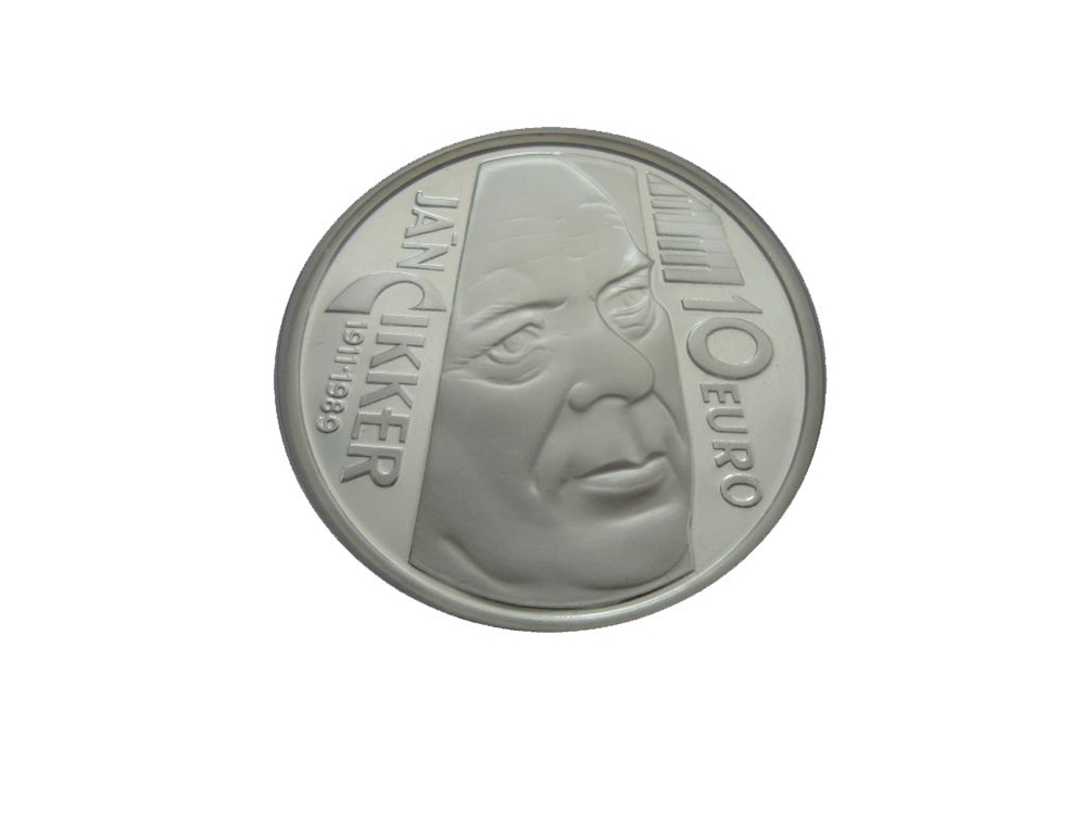 Словакия 10 евро 2011 Ян Циккер Словацкий композитор Арфа Оперный театр ПРУФ СЕРЕБРО