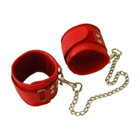 Кожаные красные оковы на липучках с цепочкой Sitabella BDSM Accessories 3073-2