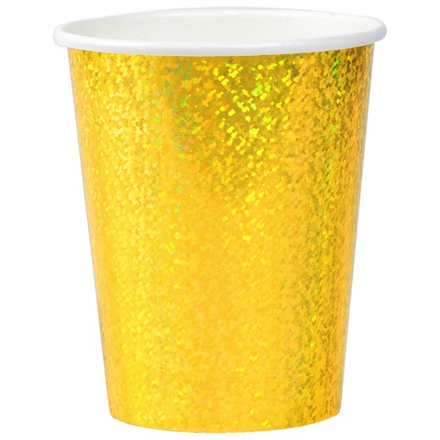 Стаканы голографичные в золотом цвете, 250 мл, 6 шт