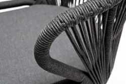 "Венето" обеденная группа на 6 персон со стульями "Милан", каркас темно-серый, роуп темно-серый